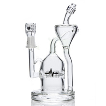 Gridded Barrel Perc Recycler Glass Smoking Water Pipe (ES-GB-593)